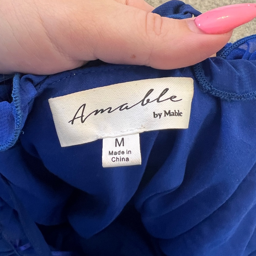 Shop Triple Threads Blue Ruffle Dress Size Medium - Picture 3 of 3